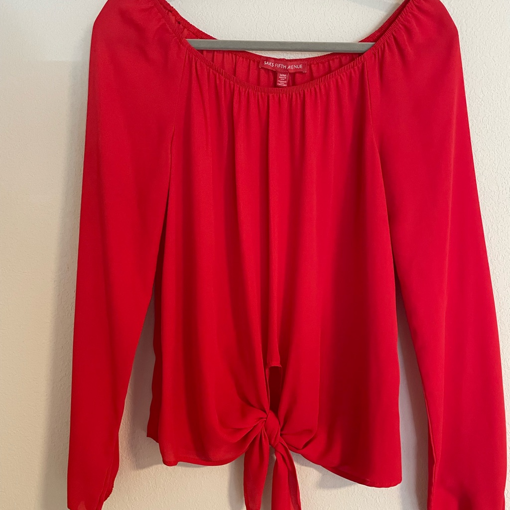 Saks Fifth Avenue Red Tie Front Relaxed Blouse